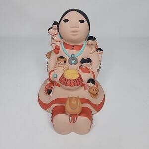 Teissedre Storyteller Woman 12 Kids Dog Native American Clay Figurine 88 MHS
